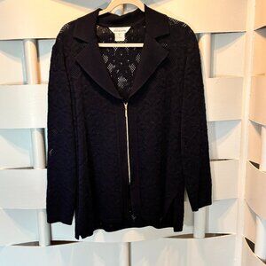 Exclusively Misook Navy Zippered Knit Jacket Extra Large XL
